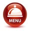 Menu (food dish icon) glassy brown round button