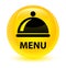 Menu (food dish icon) glassy yellow round button