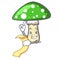 With menu green amanita mushroom mascot cartoon