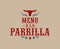 Menu a la Parrilla, Grill Menu spanish text design.