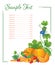 Menu page from vegetables and fruits