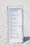 Menu of a restaurant on the beach where there is\' wrote: