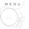 Menu restaurant. Plate and spoons. Vector