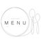 Menu restaurant. Plate and spoons. Vector