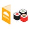 Menu and sushi isometric 3d icon