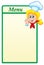 Menu template with cartoon chef woman