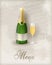 Menu template with champagne bottle