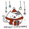 Meowy Christmas fat cat cartoon illustration