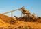 Mepal, Cambridgeshire / UK - June 08 2020: Large gravel works extraction of sand