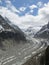 Mer de Glace with glacier at foreground French Alps, France