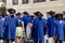 Meran, South Tyrol, Italy - 15 October 2023 Traditional parade of music bands at grape festival