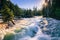 Merced River above Nevada Falls on a sunny summer morning, Yosemite National Park, California