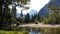 merced river and half dome from swinging bridge