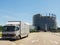 Mercedes-Benz Atego truck in front of European PArliament