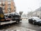 Mercedes-Benz and Citroen street accdient tow truck snowy day