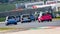 Mercedes Smart electric championship, group of cars rear view challenging for