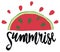 Merch design with rising watermelon sun