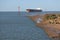 Merchant ship entering Port Hedland Pilbara Ports Authority Western Australia