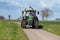 Merchtem, Flemish Brabant Region, Belgium, Large tractor machine driving of the field