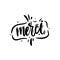 Merci logo hand drawn vector lettering. Vector illustration sketch