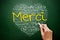 Merci Thank You in French love heart Word Cloud on blackboard, all languages