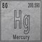 Mercury chemical element, Sign with atomic number and atomic weight