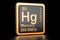 Mercury Hg chemical element. 3D rendering