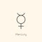 Mercury Planet Icon Symbol in Minimal Liner Trendy Style. Vector Astrological Sign for Logo, Tattoo, Calendar, Horoscope