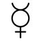 Mercury planet symbol. Vector sign. Astrological calendar. Zodiacal black and white horoscope. Outline illustration. Jyotisha.