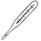Mercury thermometer. Vector illustration. Degree indication scale. Outline on an isolated background. Sketch. Doodle style. 