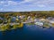 Meredith aerial view in fall, New Hampshire, USA