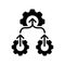 Merge business, gear to one icon. vector line illustration