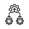 Merge business, gear to one icon. vector line illustration