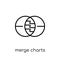 Merge charts icon. Trendy modern flat linear vector Merge charts