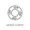 Merge charts linear icon. Modern outline Merge charts logo conce