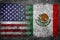 Merged Flags of USA and Mexico Painted on Concrete Wall