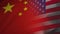 Merging the flags of China and the USA with a smooth transition. Partnership and politics. Cg