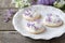 Meringue decorated with lilac