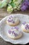 Meringue decorated with lilac