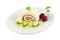 Meringue roll with cherries and kiwi