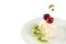 Meringue roll with cherries and kiwi