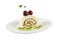 Meringue roll with cherries and kiwi