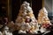 meringues piled high and arranged into a tower for memorable dessert