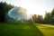 MERKINE, LITHUANIA - AUGUST 12, 2017: Merkine Pyramid, protected by a glass dome, famous for healing and spiritual uplifting