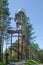 Merkine observation tower in forest at sunny day in summer