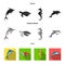 Merlin, turtle and other species.Sea animals set collection icons in black, flat, monochrome style vector symbol stock