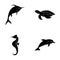 Merlin, turtle and other species.Sea animals set collection icons in black style vector symbol stock illustration web.