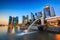 The Merlion fountain Singapore skyline.