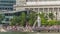 The Merlion fountain and Singapore skyline timelapse.