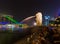 Merlion statue fountain in Singapore - city skyline